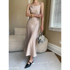 FRENCH SATIN GLOSSY DRAPE DRESS-VETEMENTS 