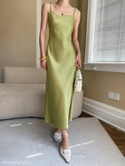 FRENCH SATIN GLOSSY DRAPE DRESS-VETEMENTS 