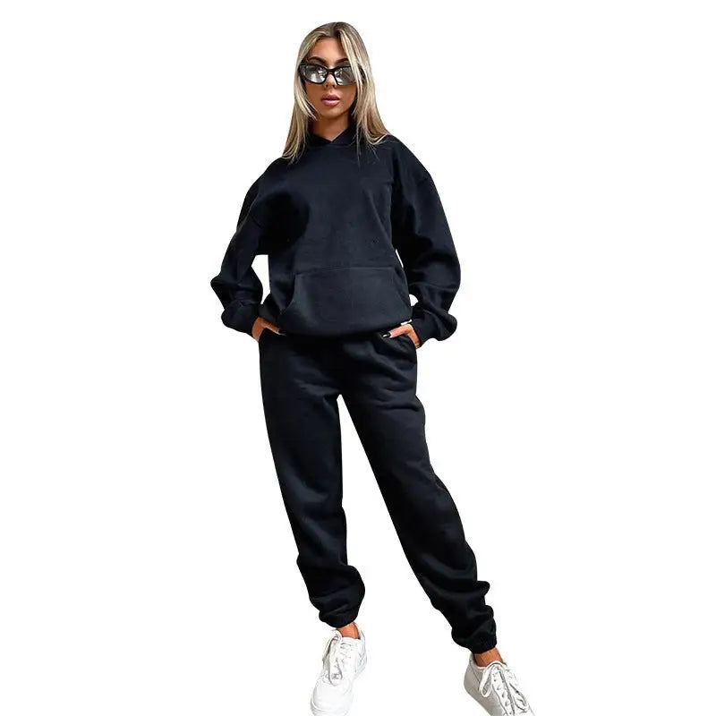 Winter Hooded Fleece Lined Sweater Casual Trousers sets-VETEMENTS 