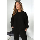 round Neck Pullover Long Sleeve Cotton Sweater Casual Trousers Suit-VETEMENTS 