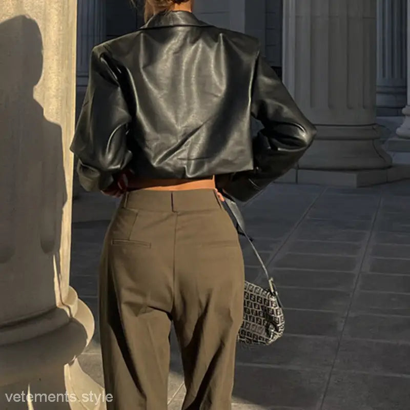 SEXY CROPPED MOTORCYCLE JACKET-VETEMENTS 