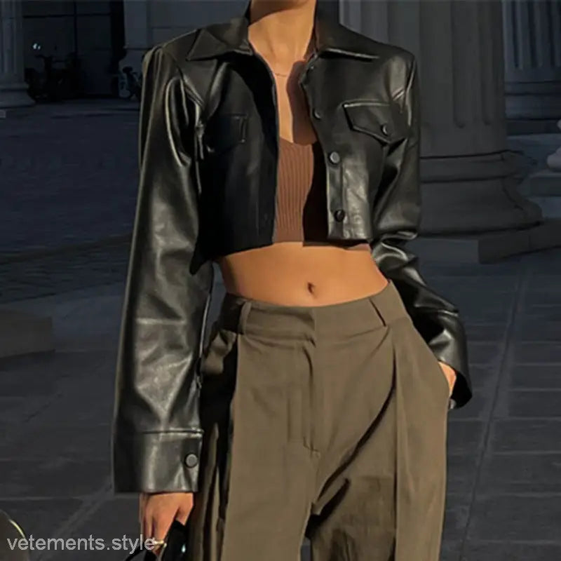 SEXY CROPPED MOTORCYCLE JACKET-VETEMENTS 