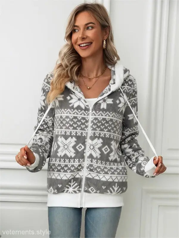 WINTER HOODED CARDIGAN CHRISTMAS PLUSH COAT