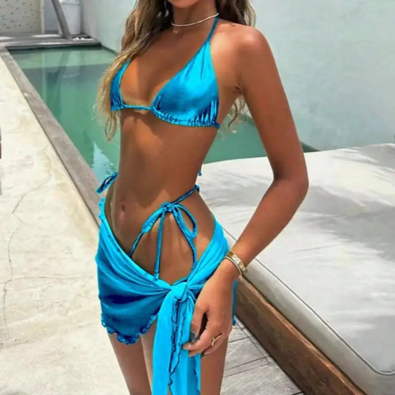 SEXY HALTER LACE UP BIKINI-VETEMENTS 