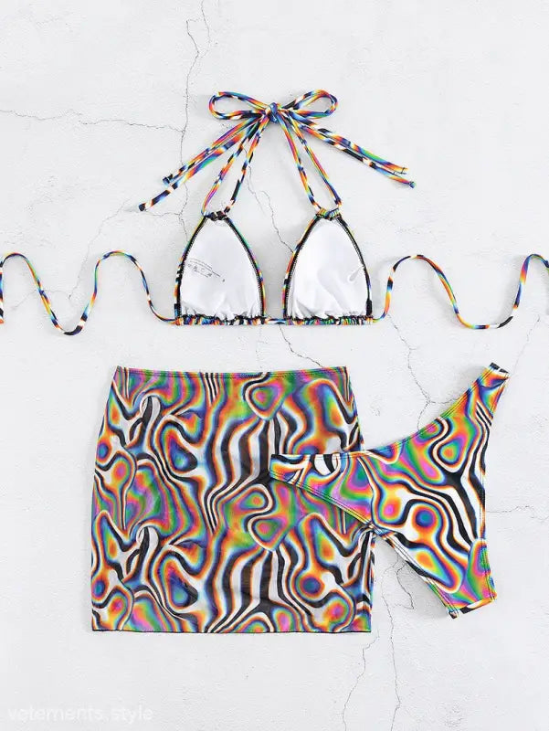 COLORFUL BIKINI THREE PIECE SET-VETEMENTS 