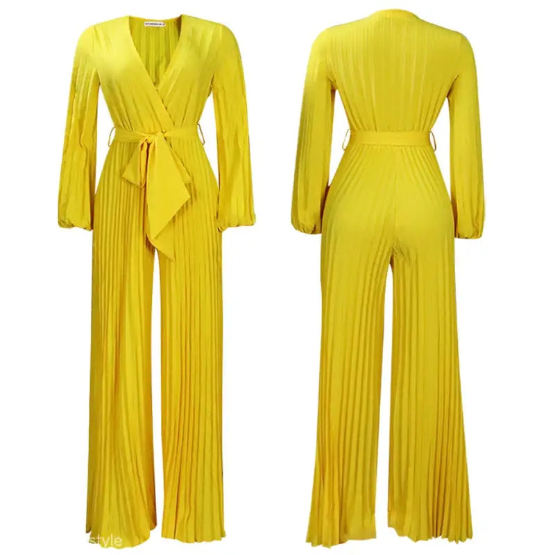 SEXY PLEATED WIDE LEG JUMPSUIT