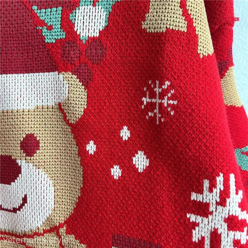 CHRISTMAS CARTOON CUTE SNOWFLAKE BEAR PATTERN PULLOVER-VETEMENTS 