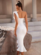 ONE SHOULDER WHITE EVENING DRESS-VETEMENTS 