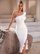 ONE SHOULDER WHITE EVENING DRESS-VETEMENTS 