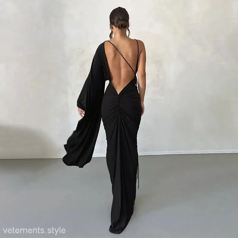 SEXY LOW CUT BACKLESS EVENING DRESS-VETEMENTS 