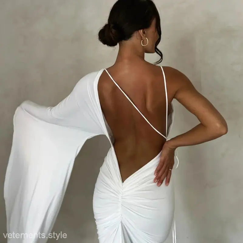 SEXY LOW CUT BACKLESS EVENING DRESS-VETEMENTS 