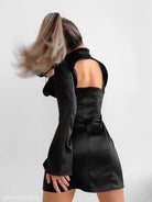 EXPOSED BACK BLACK SHORT DRESS-VETEMENTS 