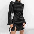 EXPOSED BACK BLACK SHORT DRESS-VETEMENTS 