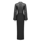 Elegant Catwalk Cardigan Dress with lantern sleeves and split design in black