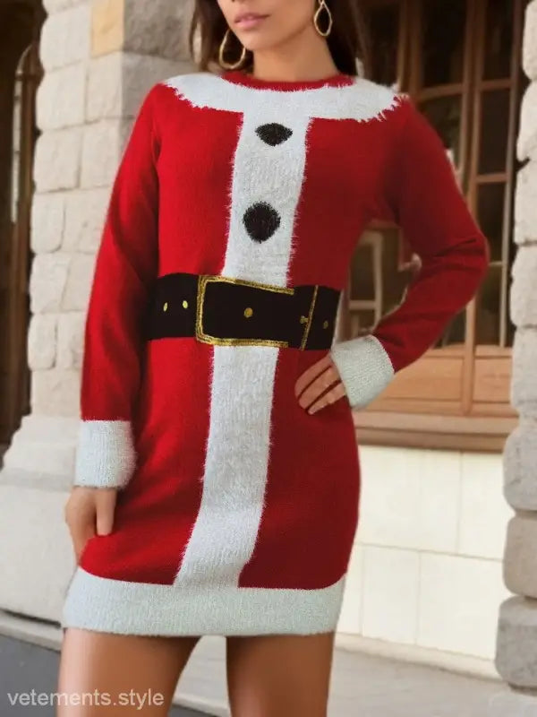 SANTA CLAUS ROUND NECK CHRISTMAS WOOLEN DRESS-VETEMENTS 