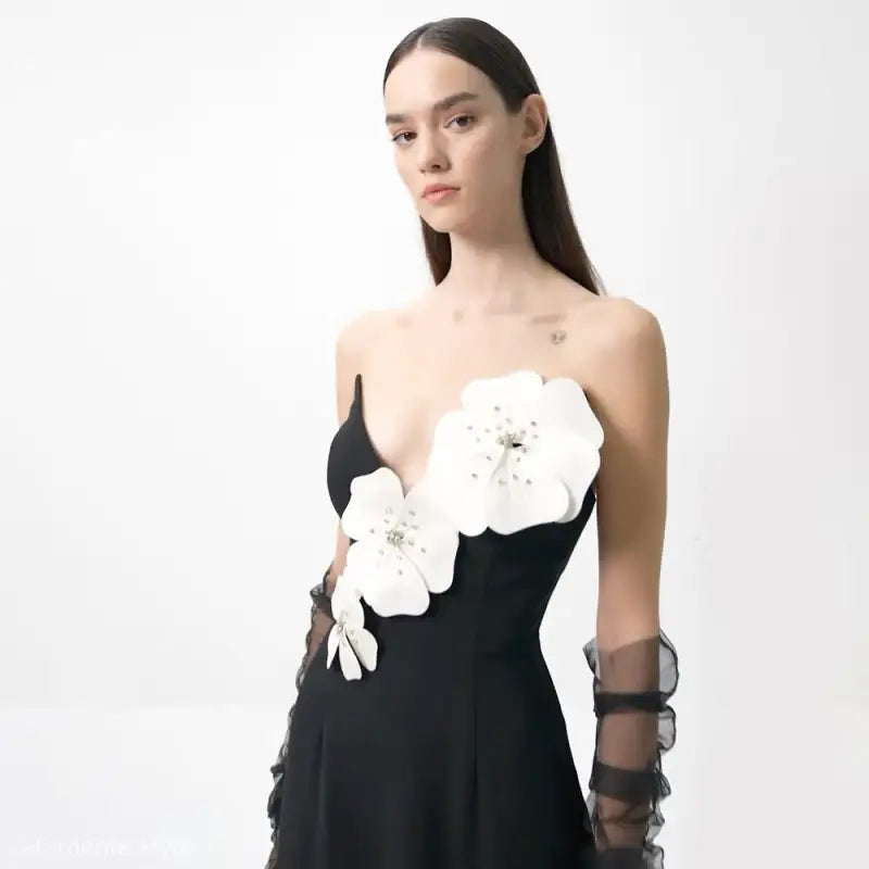 ELEGANT FLORAL DIAMOND DRESS-VETEMENTS 