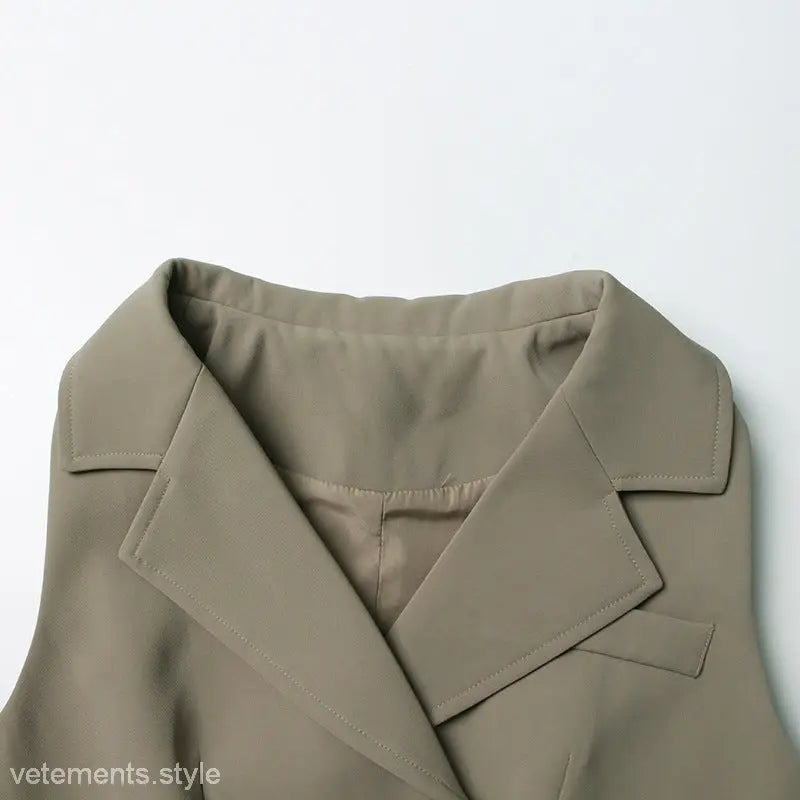 Taupe blazer vest from the Elegant High Waist Three Piece Suit collection