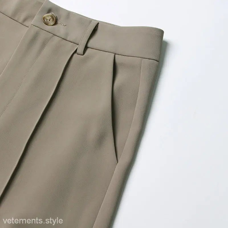 Beige pleated trousers from an Elegant High Waist Three Piece Suit collection