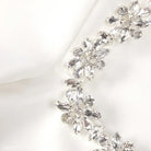 Sparkling crystal floral necklace with diamond-like gemstones for Elegant Long Sleeve Stretch Dress