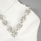 Ornate crystal floral necklace featured with Elegant Long Sleeve Stretch Dress