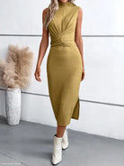 ELEGANT ROUND NECK SLIT DRESS-VETEMENTS 