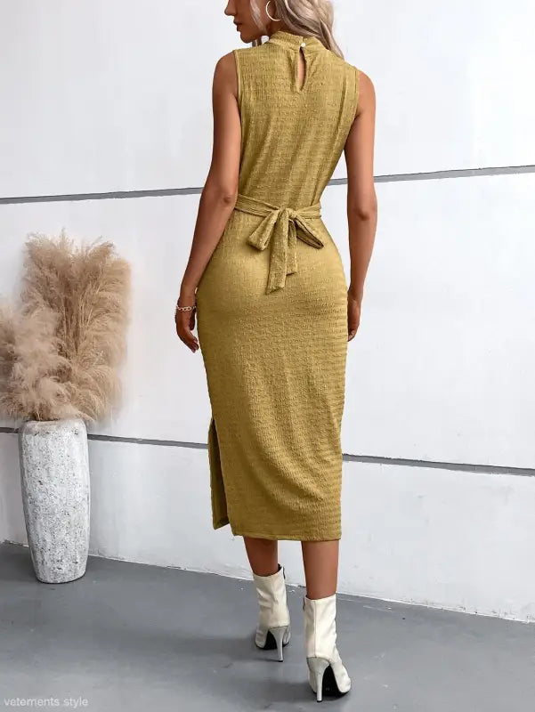 ELEGANT ROUND NECK SLIT DRESS-VETEMENTS 