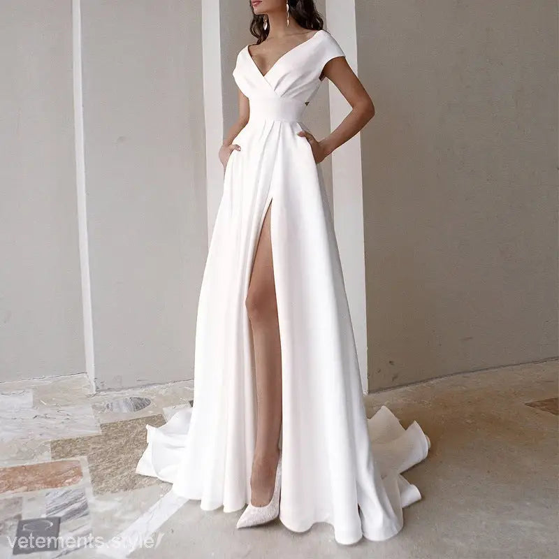 ELEGANT RUFFLED WHITE DRESS-VETEMENTS 