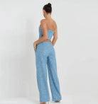 ELEGANT DENIM TOP WIDE LEG PANTS SUIT-VETEMENTS 