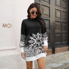 CHRISTMAS WOOLEN SNOWFLAKE JACQUARD LANTERN DRESS-VETEMENTS 