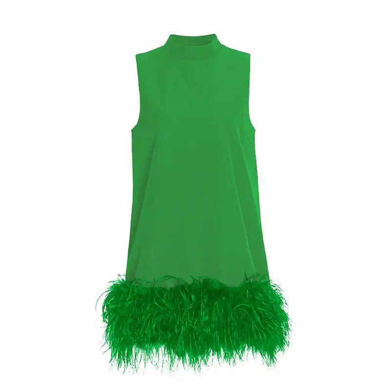 AUSTRALIAN STITCHING HEM FEATHER DRESS-VETEMENTS 