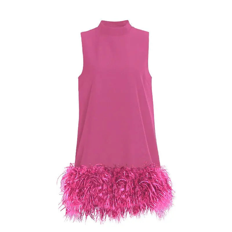 AUSTRALIAN STITCHING HEM FEATHER DRESS-VETEMENTS 