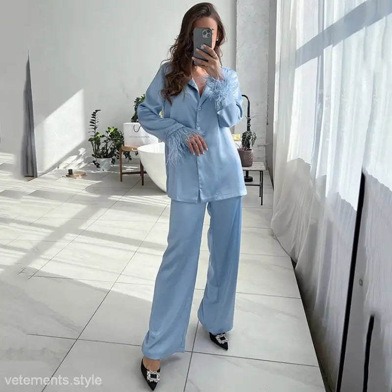 FEATHER PAJAMAS SUIT-VETEMENTS 