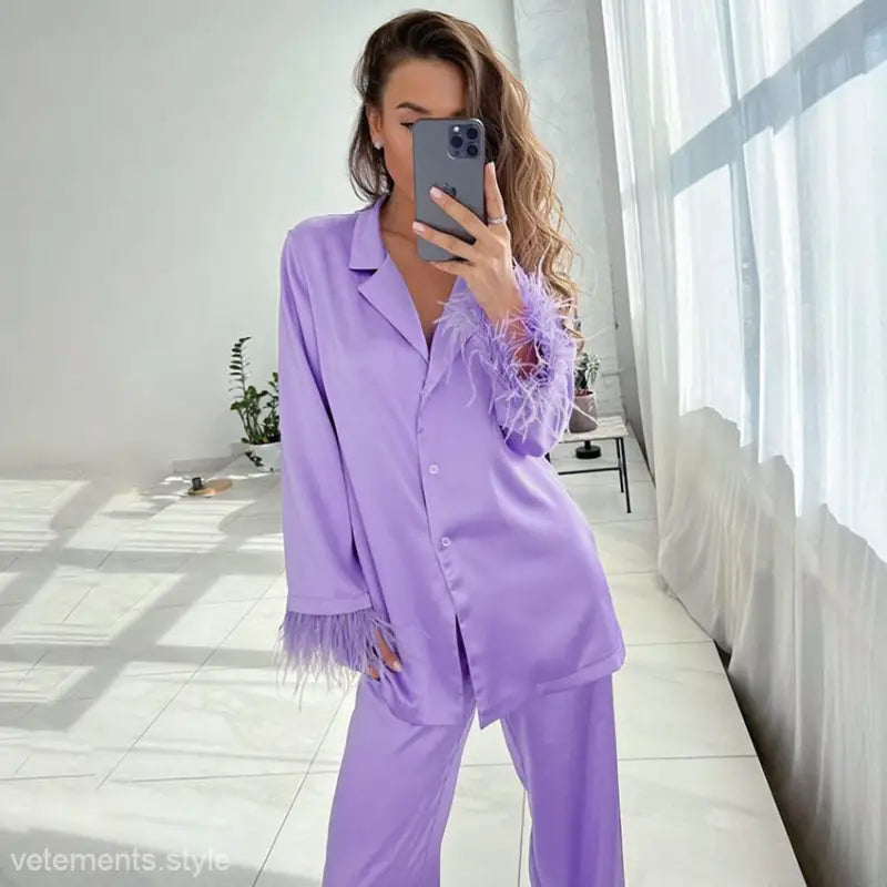 FEATHER PAJAMAS SUIT-VETEMENTS 