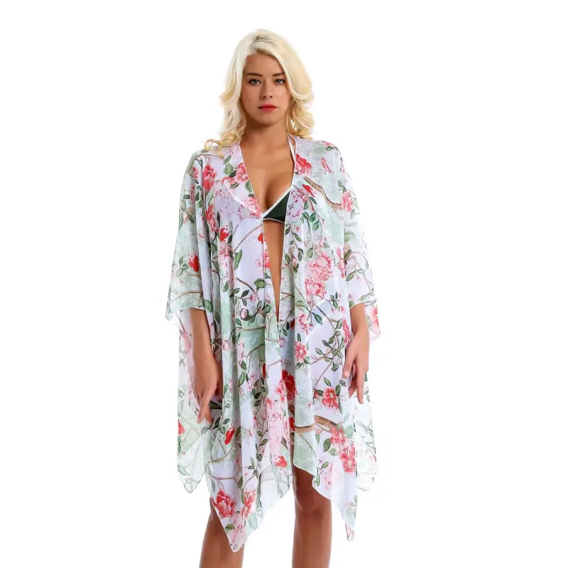 FLORAL CHIFFON BEACH COVER UP-VETEMENTS 