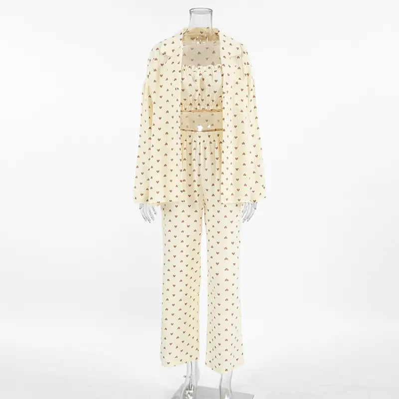 HEART PRINTING COTTON PAJAMAS SET-VETEMENTS 