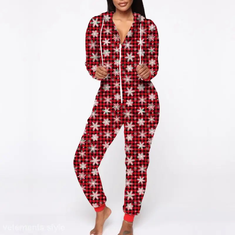 CHRISTMAS PLAID HOMEWEAR HOODED CASUAL PAJAMAS-VETEMENTS 