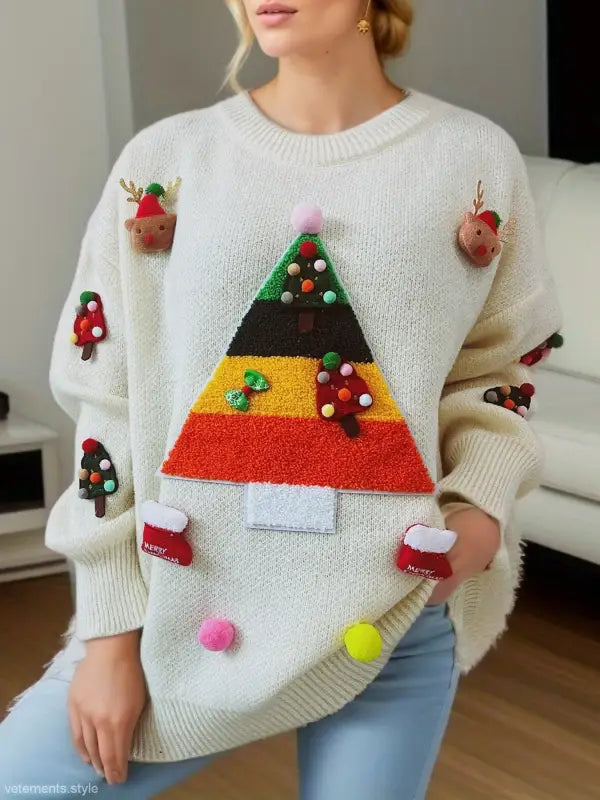 CHRISTMAS TREE JACQUARD THREE DIMENSIONAL DECORATION SWEATERS-VETEMENTS 