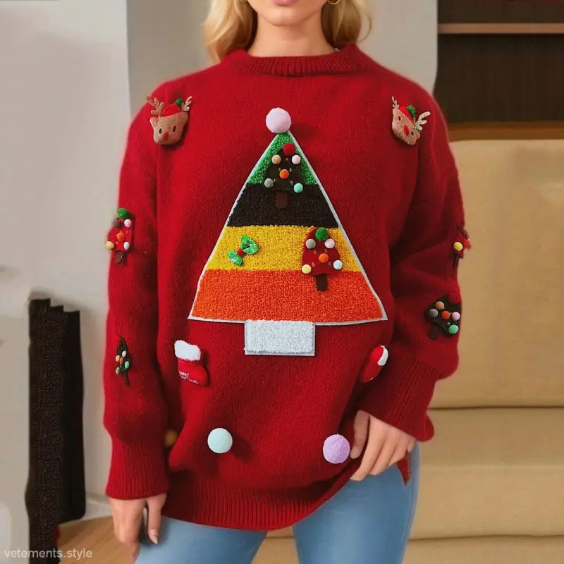 CHRISTMAS TREE JACQUARD THREE DIMENSIONAL DECORATION SWEATERS-VETEMENTS 