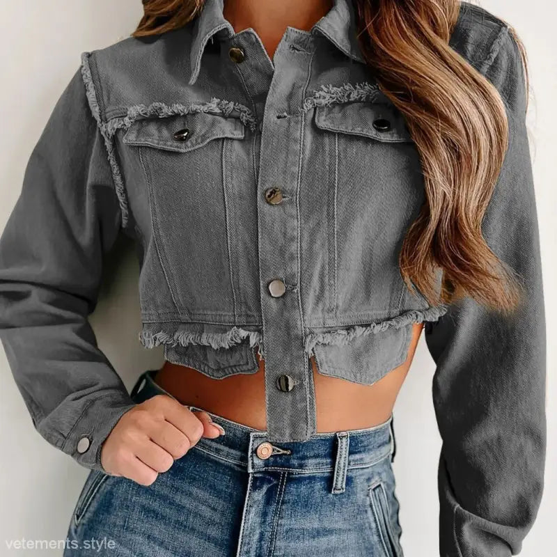 TASSEL FRAYED HEM JACKET