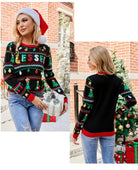 EMBROIDERED SEQU LONG SLEEVED SWEATER LOOSE PULLOVER CHRISTMAS TREE SWEATER-VETEMENTS 