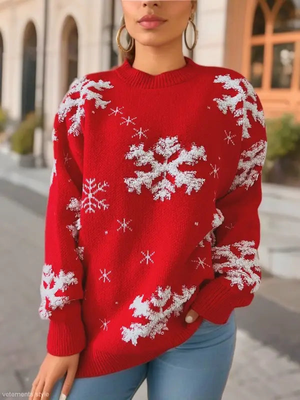 RED CHRISTMAS SWEATER SNOWFLAKE TOWEL EMBROIDERY-VETEMENTS 