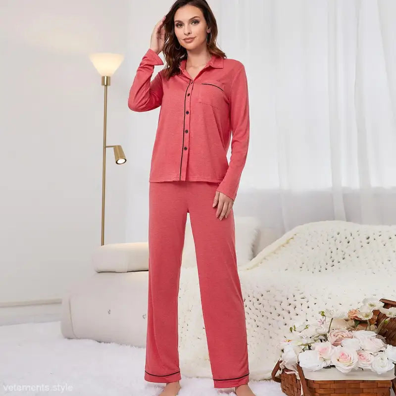 RED CARDIGAN HOMEWEAR SUIT