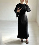 PLEATED BELL SLEEVE MID LENGTH DRESS-VETEMENTS 