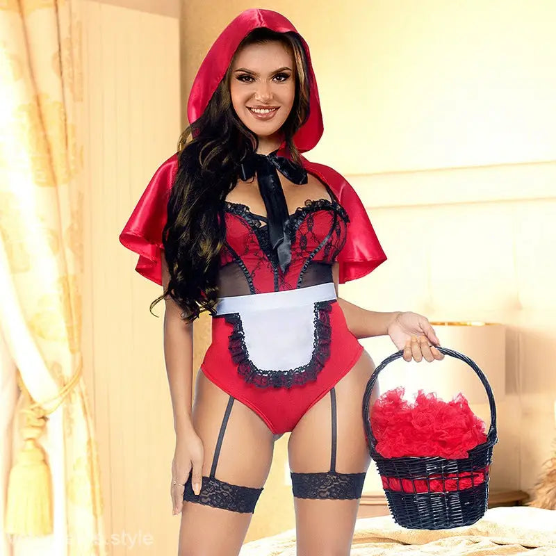 SEXY CHRISTMAS GARTER BELT SUIT LITTLE RED RIDING HOOD COSPLAY