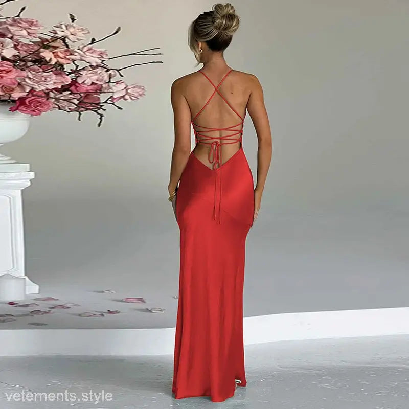 SEXY V NECK BACKLESS DRESS-VETEMENTS 