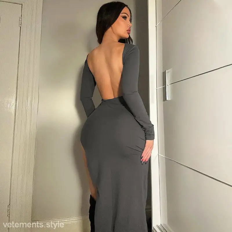 SEXY BACKLESS SPLIT DRESS-VETEMENTS 