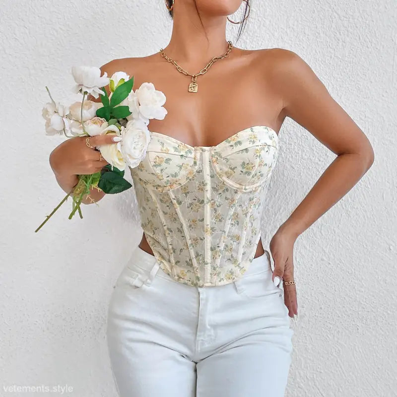 SEXY FLORAL VEST CORSET-VETEMENTS 