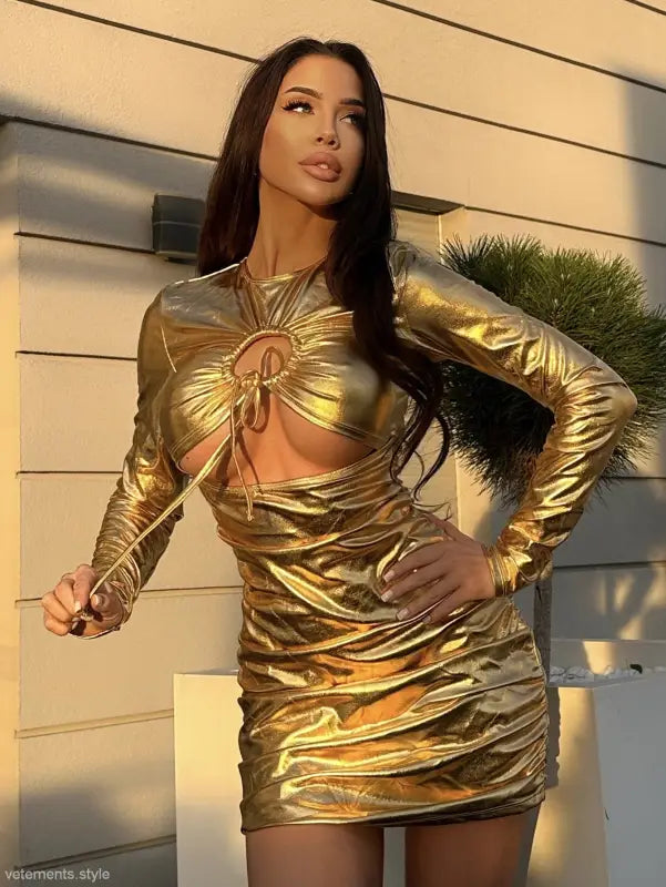 SEXY METALLIC COATED FABRIC DRESS-VETEMENTS 