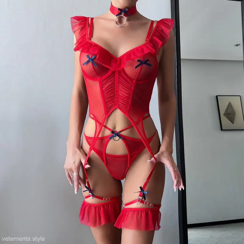 Sexy Stitching Boning Corset Jumpsuit Set-VETEMENTS 