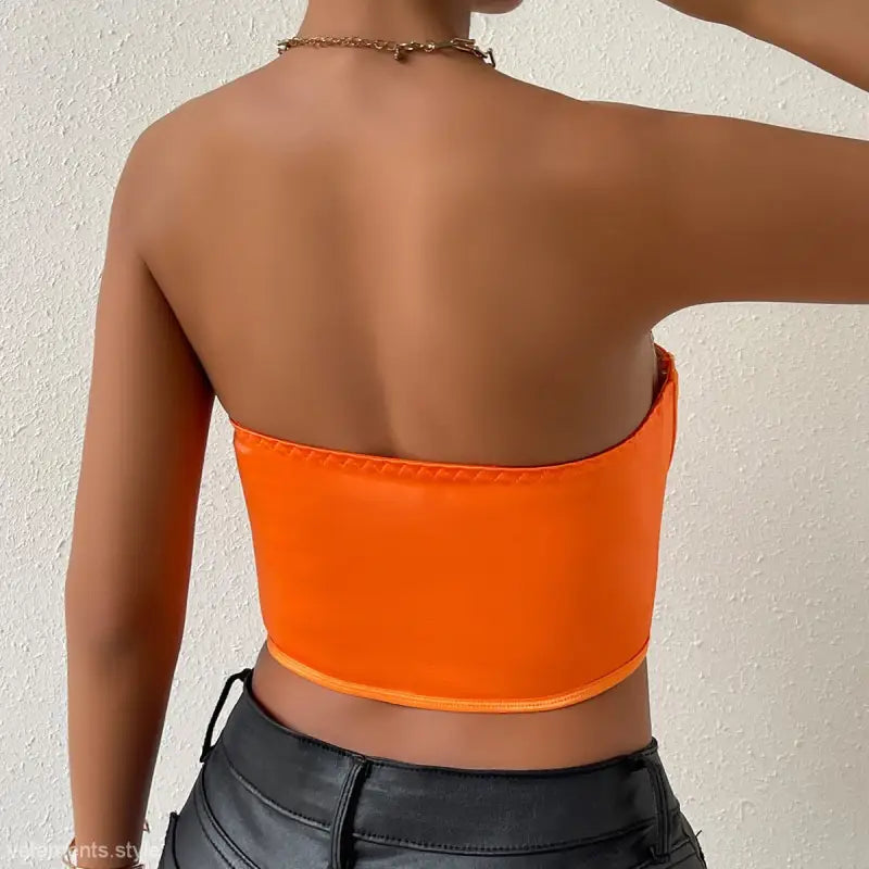 SEXY SHINY ORANGE CORSET-VETEMENTS 